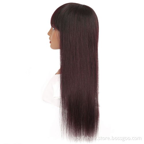 10A Grade Brazilian Raw 100% Human Hair No Lace Bangs Wigs Vendors Ombre 1B 99j Two Color Full Machine Made Wigs for Black Women